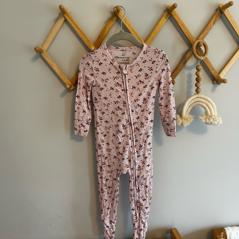 Posh Peanut Pink Floral Kids Footie